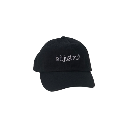 Official Meg McRee Merchandise. Is It Just Me? design on an adjustable black hat.
